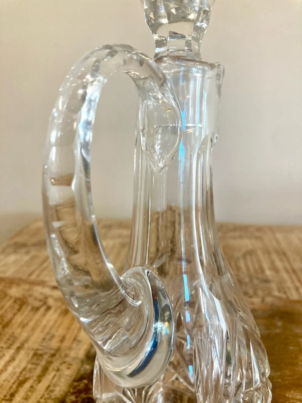 Cut Crystal Cruet Bottle with Stopper - 10”